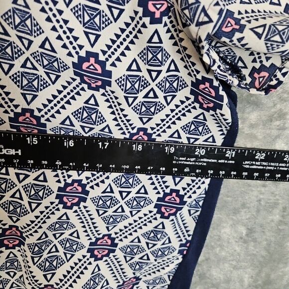 Jolt womens top Med poly rayon blue white pink geometric - Picture 5 of 10